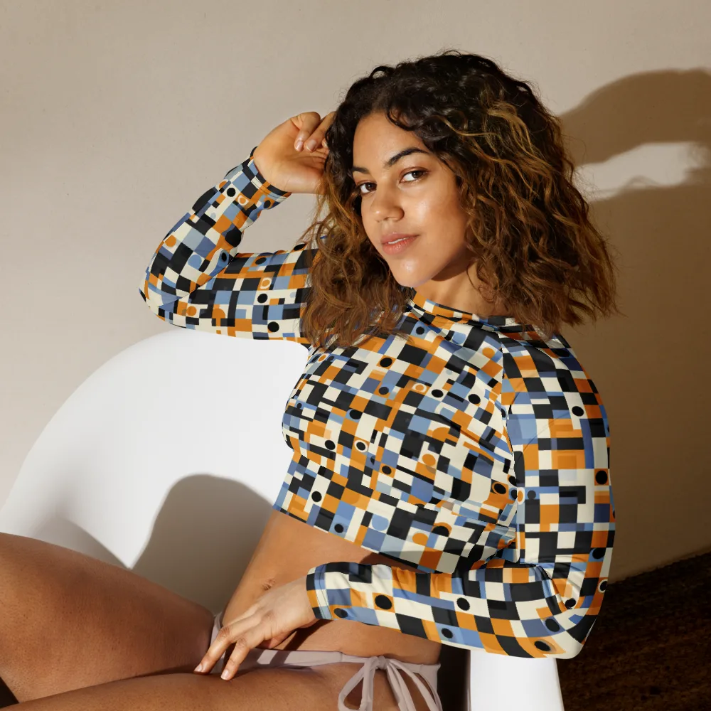 Bauhaus Afterglow on Long Sleeve Crop Top — Left Front