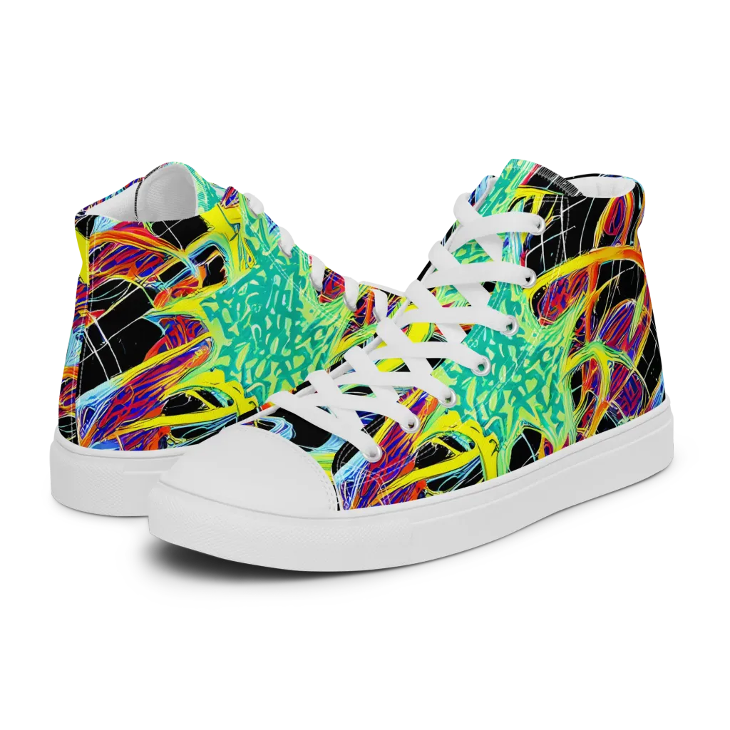Radiant Rebellion on Men's High Top Canvas Shoes — Left