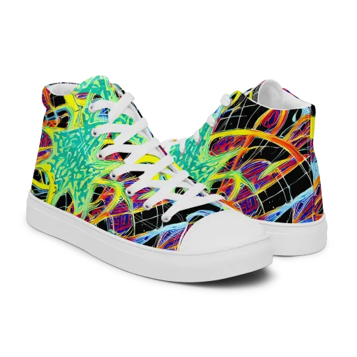 Radiant Rebellion on a Men's High Top Canvas Shoes