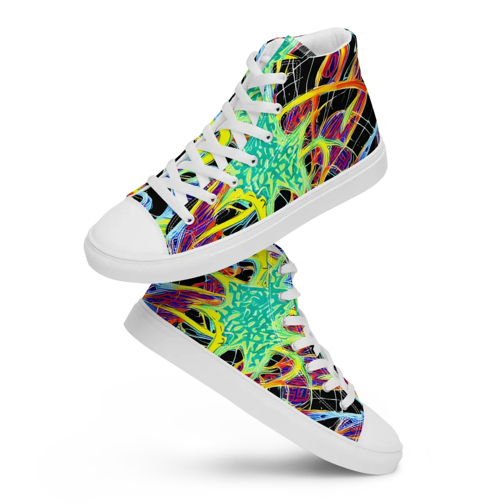 Radiant Rebellion on Men's High Top Canvas Shoes — Front