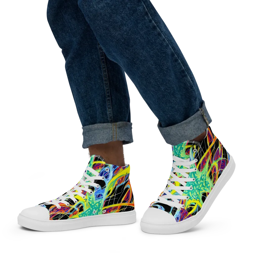 Radiant Rebellion on Men's High Top Canvas Shoes — Left