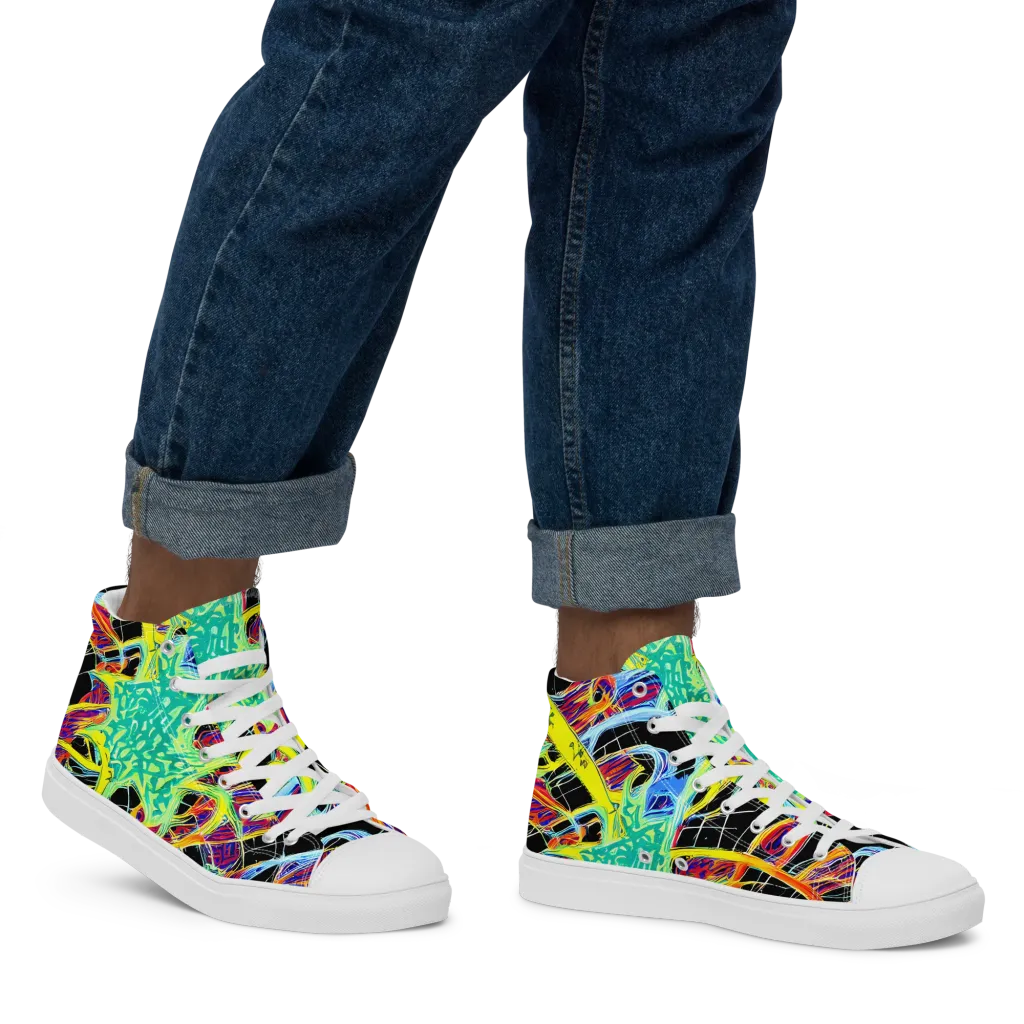 Radiant Rebellion on Men's High Top Canvas Shoes — Right