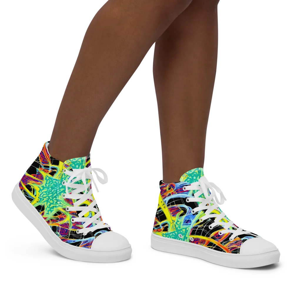 Radiant Rebellion on Women's High Top Canvas Shoes — Right