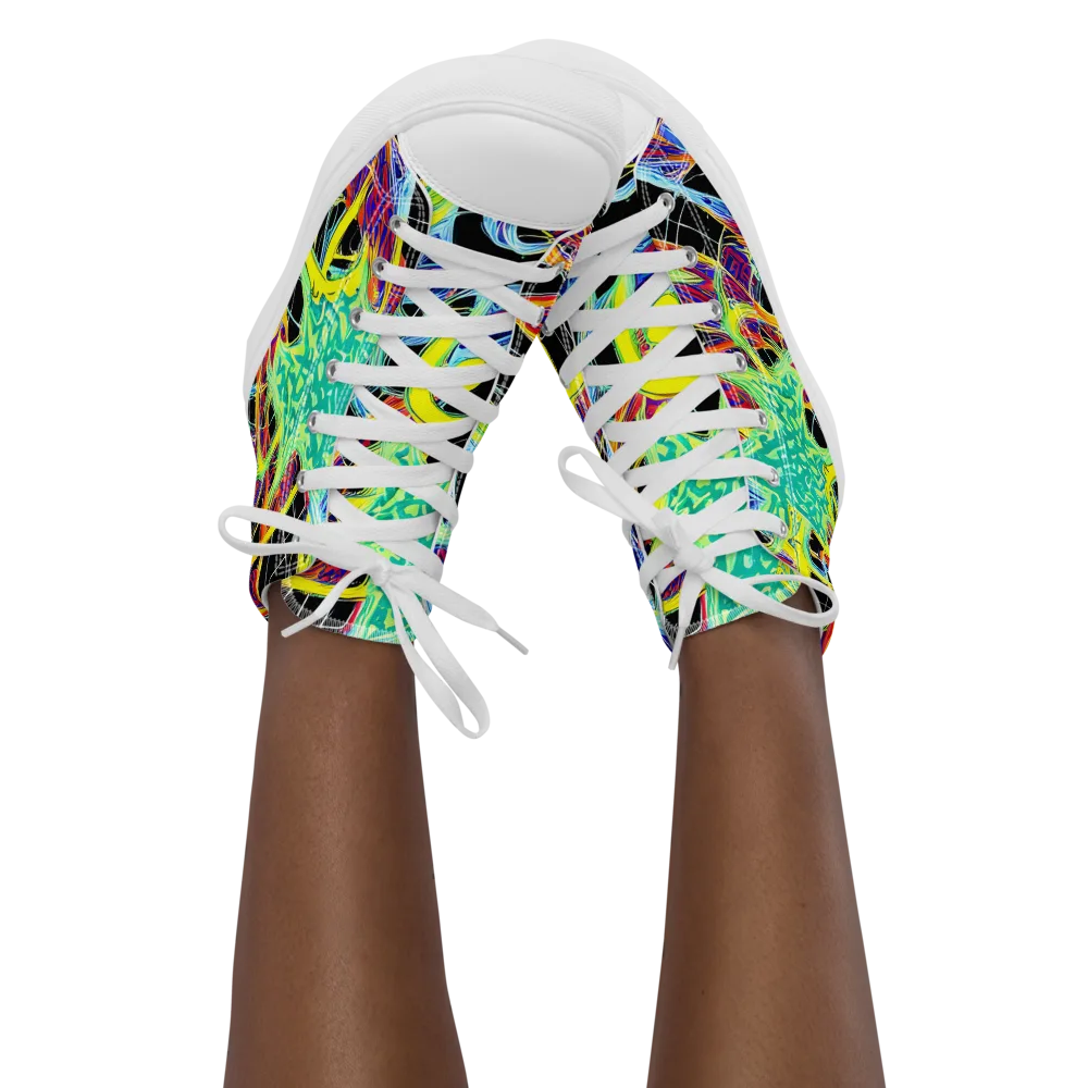 Radiant Rebellion on Women's High Top Canvas Shoes — Front