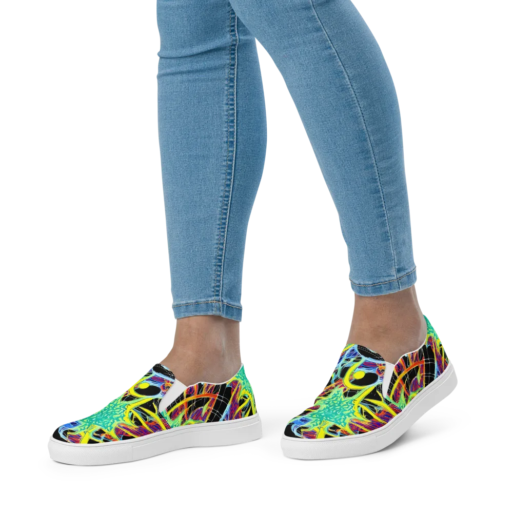 Radiant Rebellion on Women's Slip-On Canvas Shoes — Front