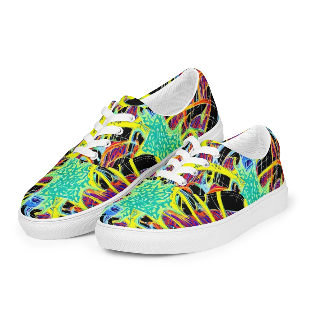 Radiant Rebellion on Men's Lace-Up Canvas Shoes — Left Front