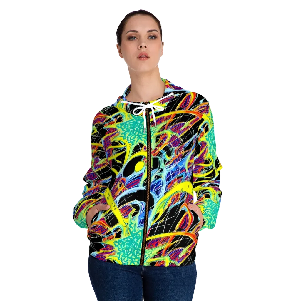 Radiant Rebellion on Women's Full-Zip Hoodie — Front On Person