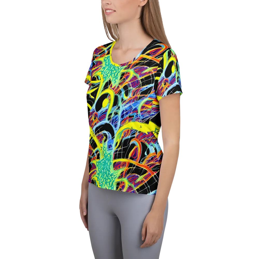 Radiant Rebellion on Women's Athletic T-Shirt — Left