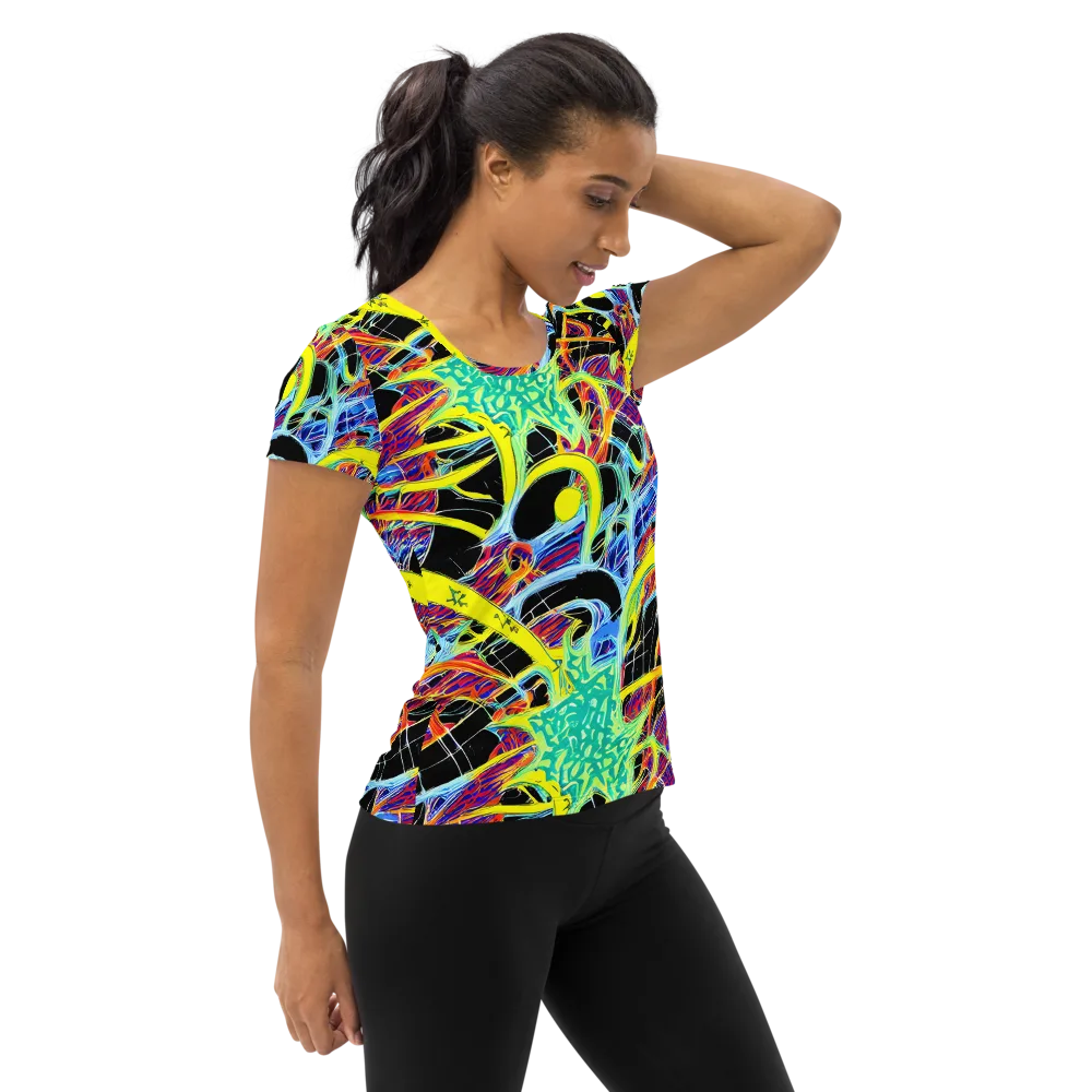 Radiant Rebellion on Women's Athletic T-Shirt — Right