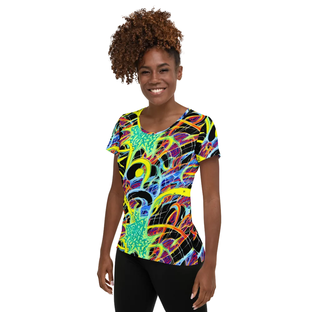 Radiant Rebellion on Women's Athletic T-Shirt — Left