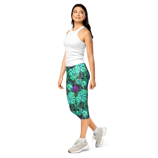 Neon Bloom Static on a Capri Leggings