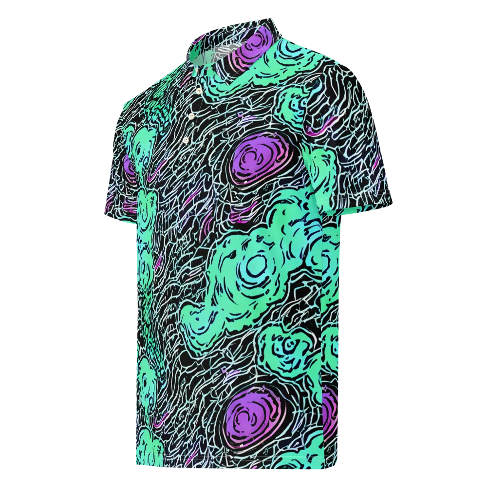 Neon Bloom Static on Men's Slim Fit Polo Shirt — Left Front