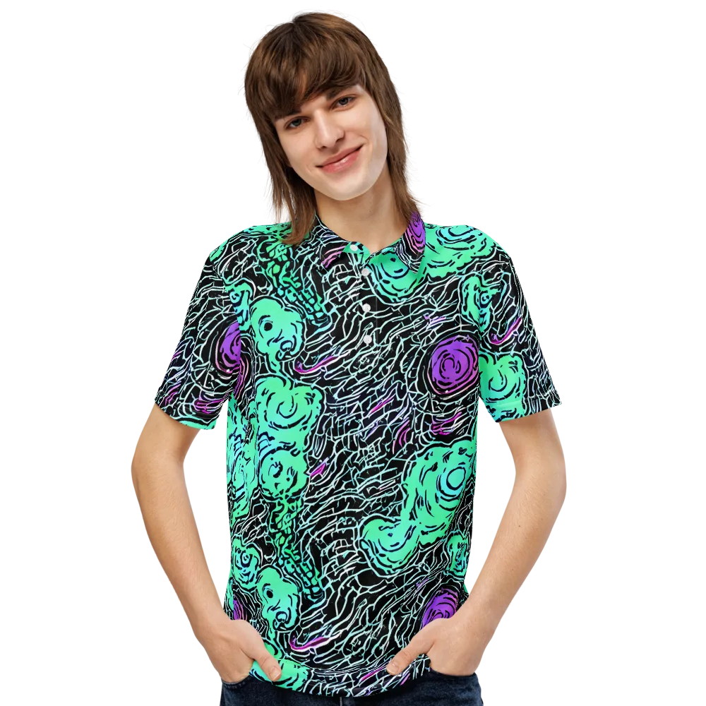 Neon Bloom Static on Men's Slim Fit Polo Shirt — Front