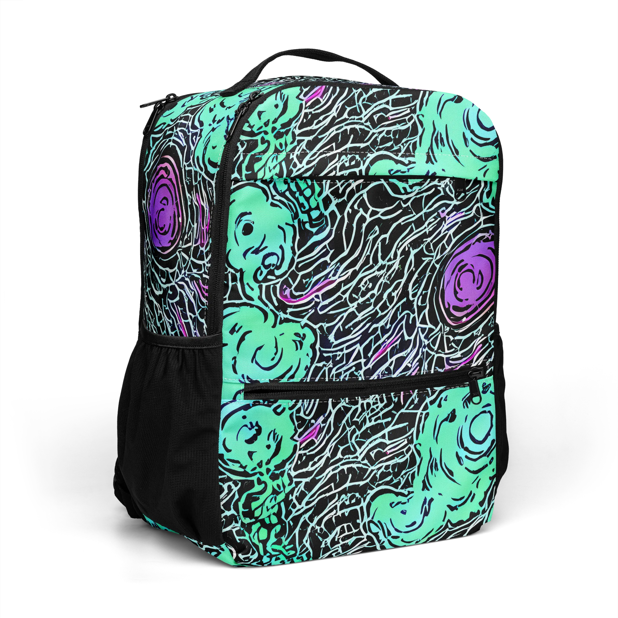 Neon Bloom Static on Utility Backpack — Right Front
