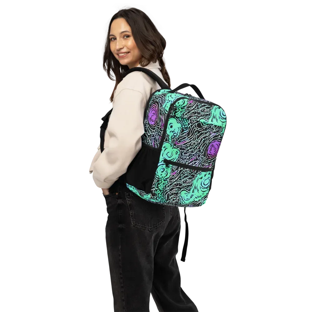 Neon Bloom Static on Utility Backpack — Back