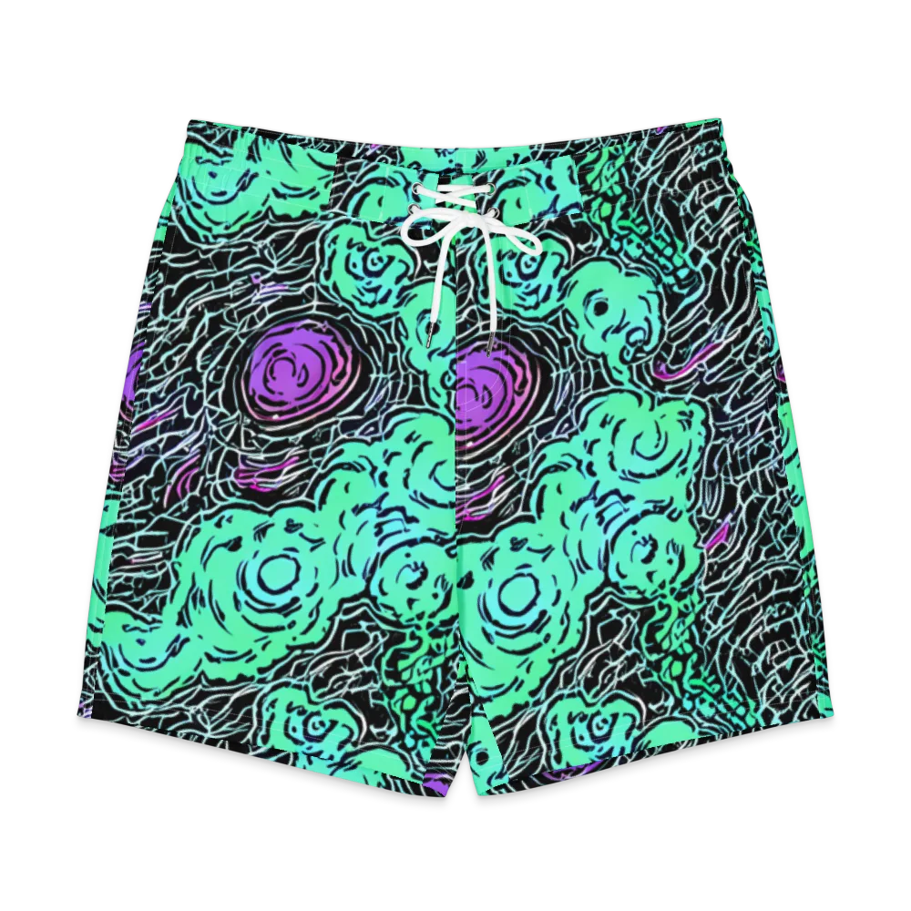 Neon Bloom Static on Men's Board Shorts — Front