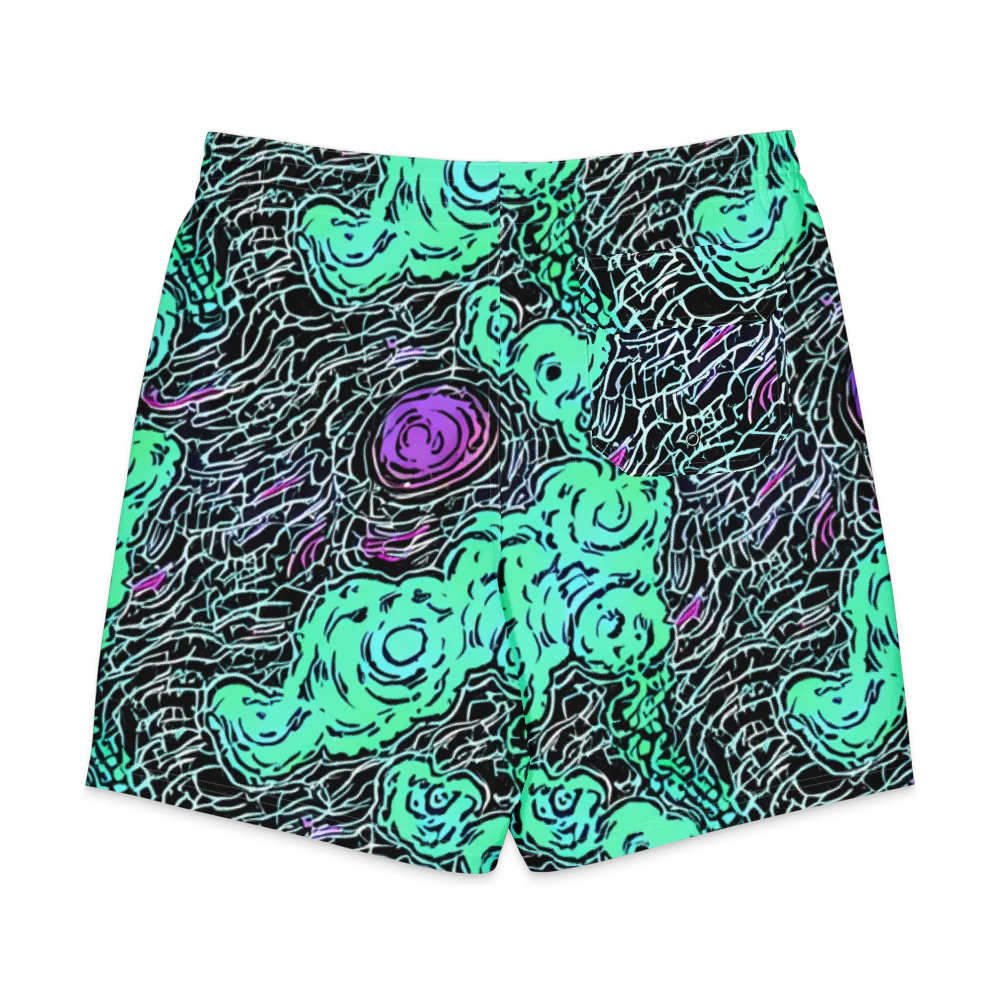 Neon Bloom Static on Men's Board Shorts — Back