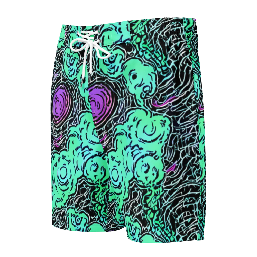 Neon Bloom Static on Men's Board Shorts — Front