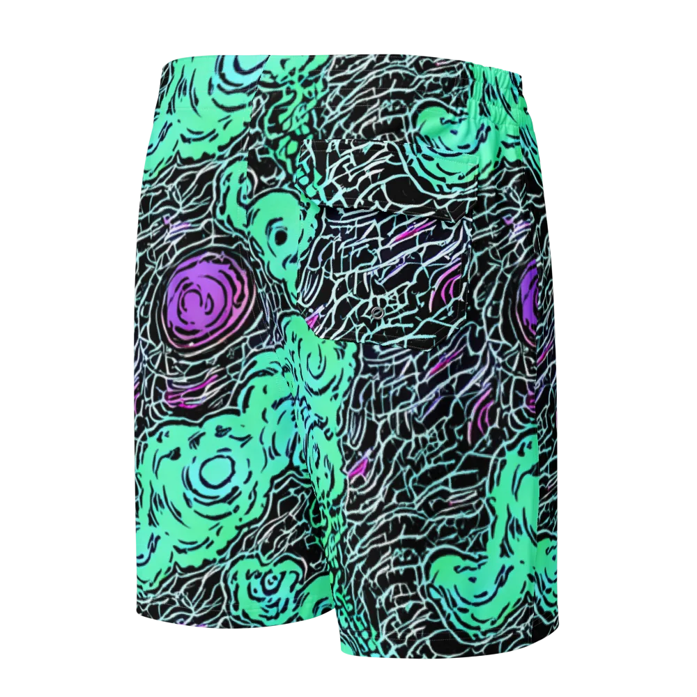 Neon Bloom Static on Men's Board Shorts — Back