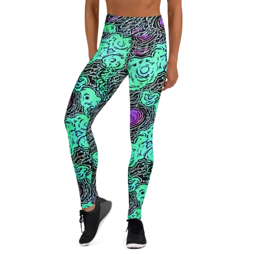 Neon Bloom Static on a Yoga Leggings