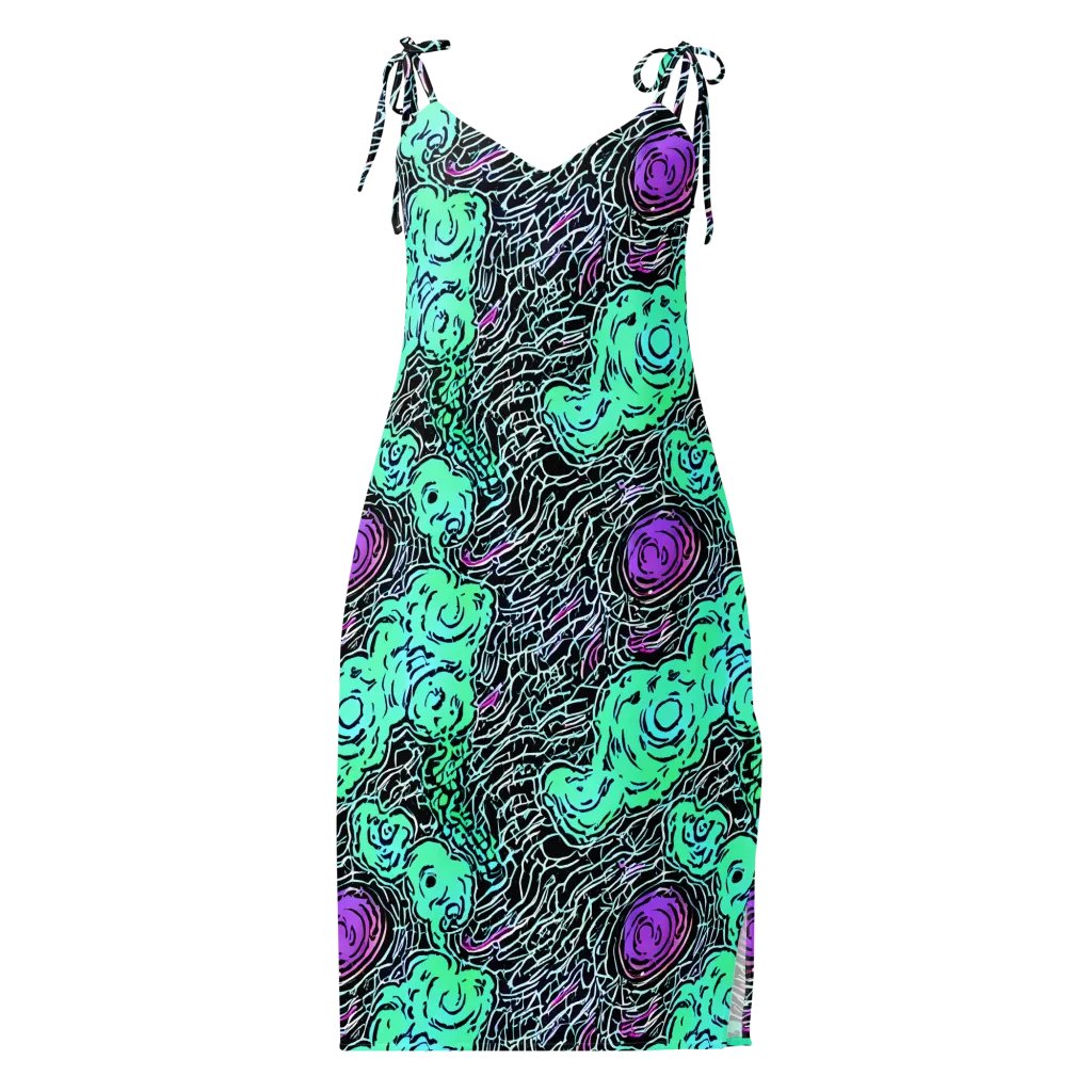 Neon Bloom Static on Slip Dress — Front