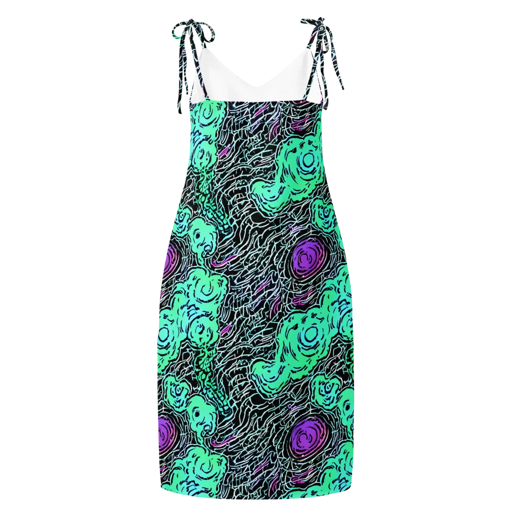 Neon Bloom Static on Slip Dress — Back