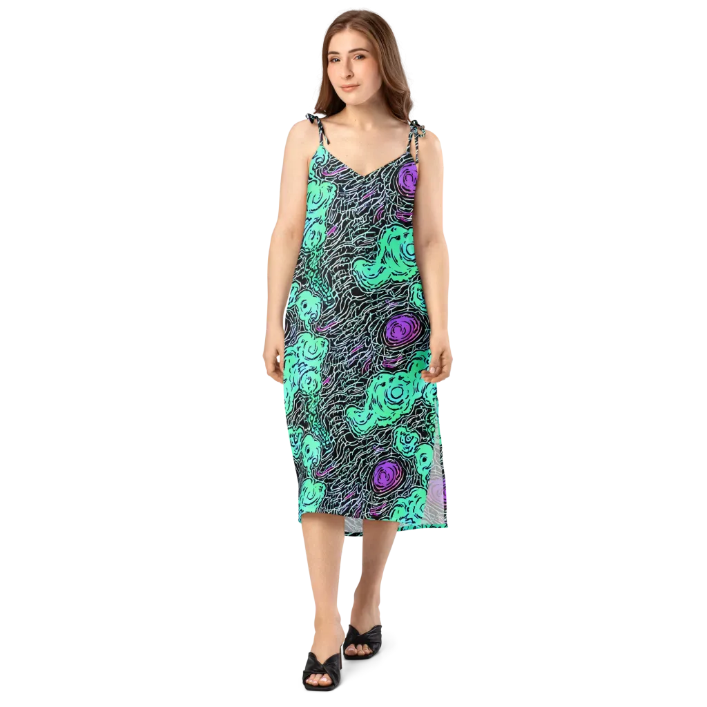 Neon Bloom Static on Slip Dress — Front