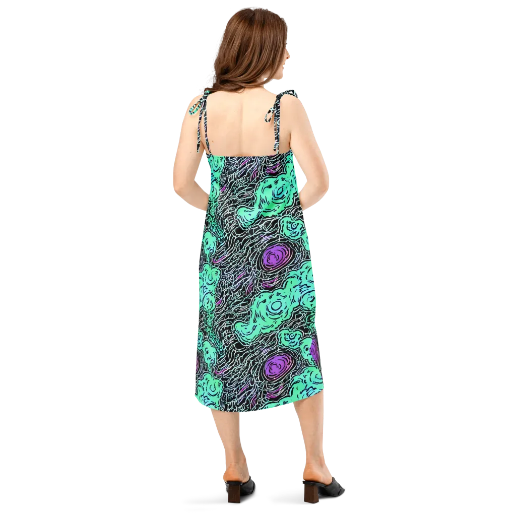 Neon Bloom Static on Slip Dress — Back
