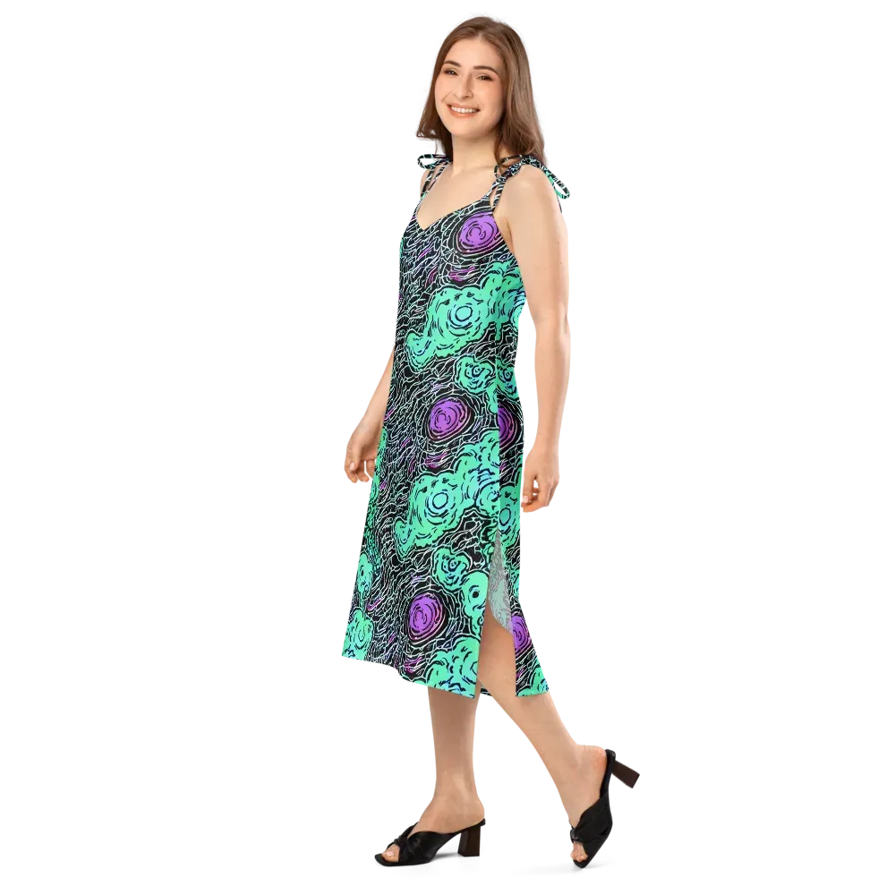 Neon Bloom Static on Slip Dress — Left Front