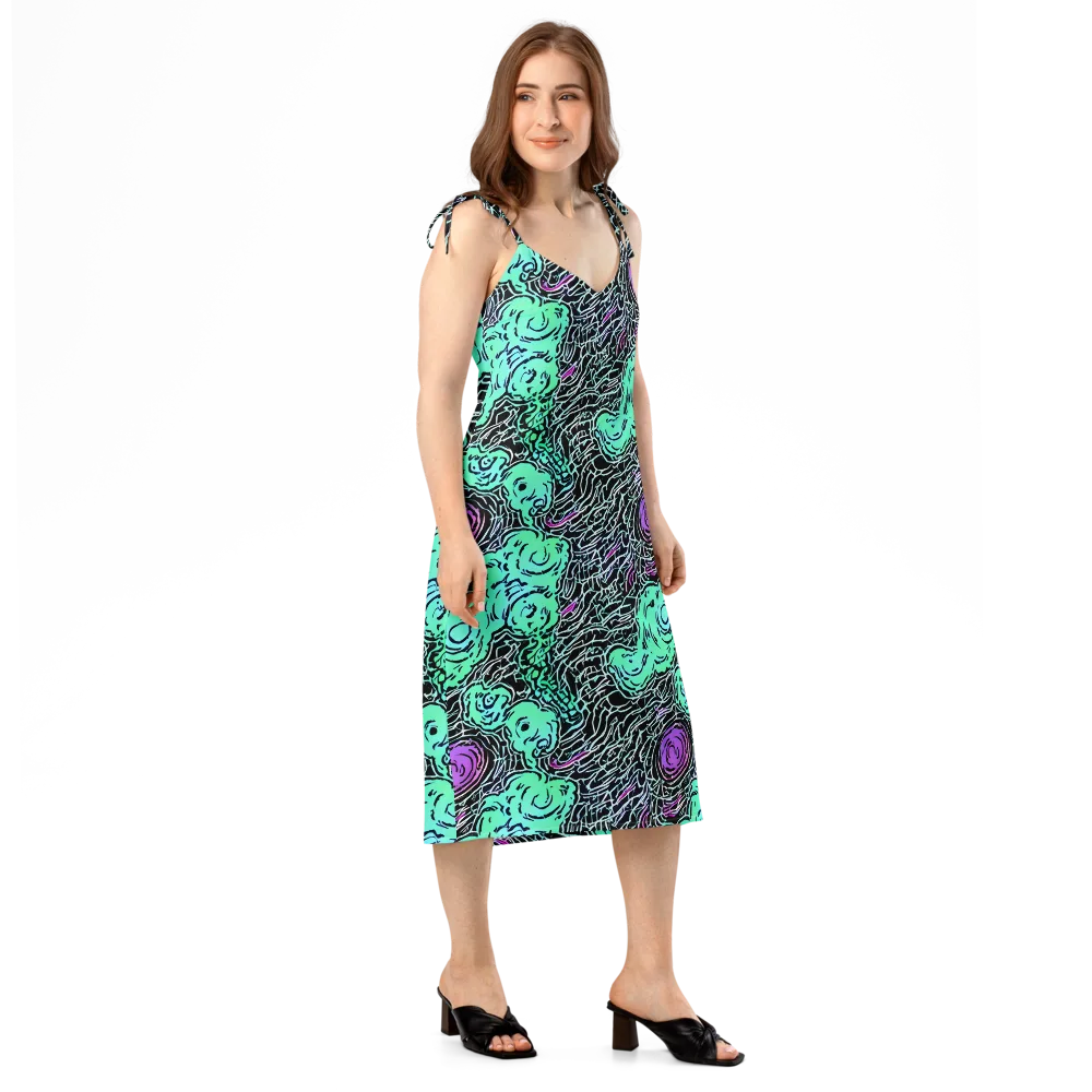 Neon Bloom Static on Slip Dress — Right Front