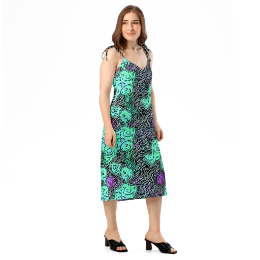 Neon Bloom Static on a Slip Dress