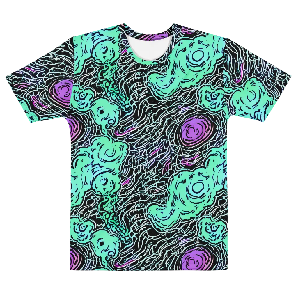 Neon Bloom Static on Men's Cotton Crew Neck T-Shirt — Front