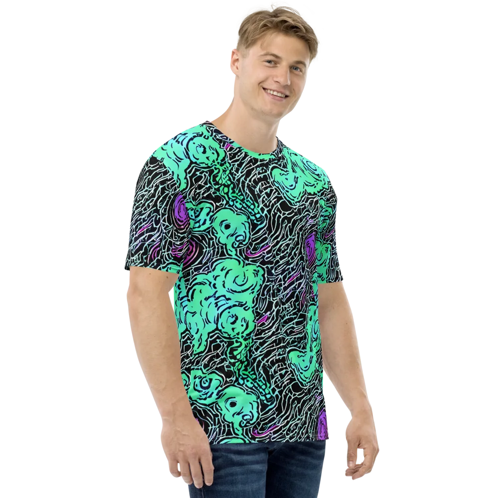 Neon Bloom Static on Men's Crew Neck T-Shirt — Right