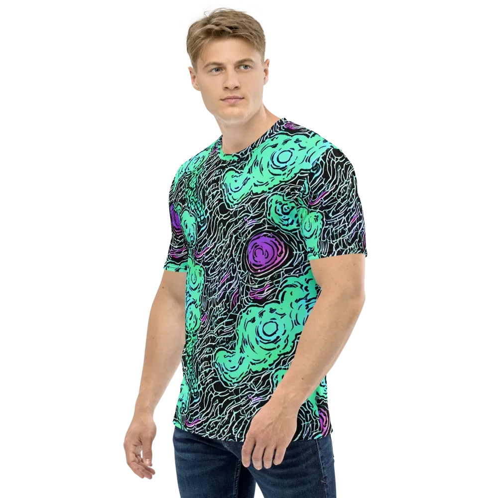 Neon Bloom Static on Men's Crew Neck T-Shirt — Left