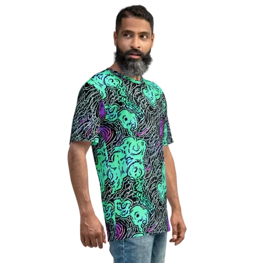 Neon Bloom Static on a Men's Crew Neck T-Shirt