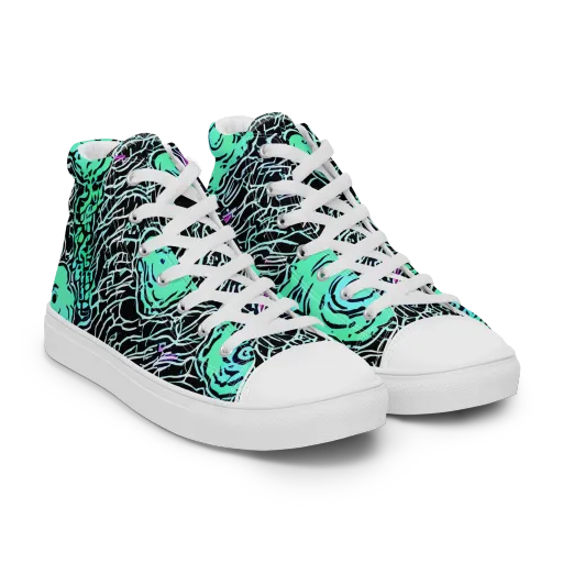 Neon Bloom Static on a Men's High Top Canvas Shoes