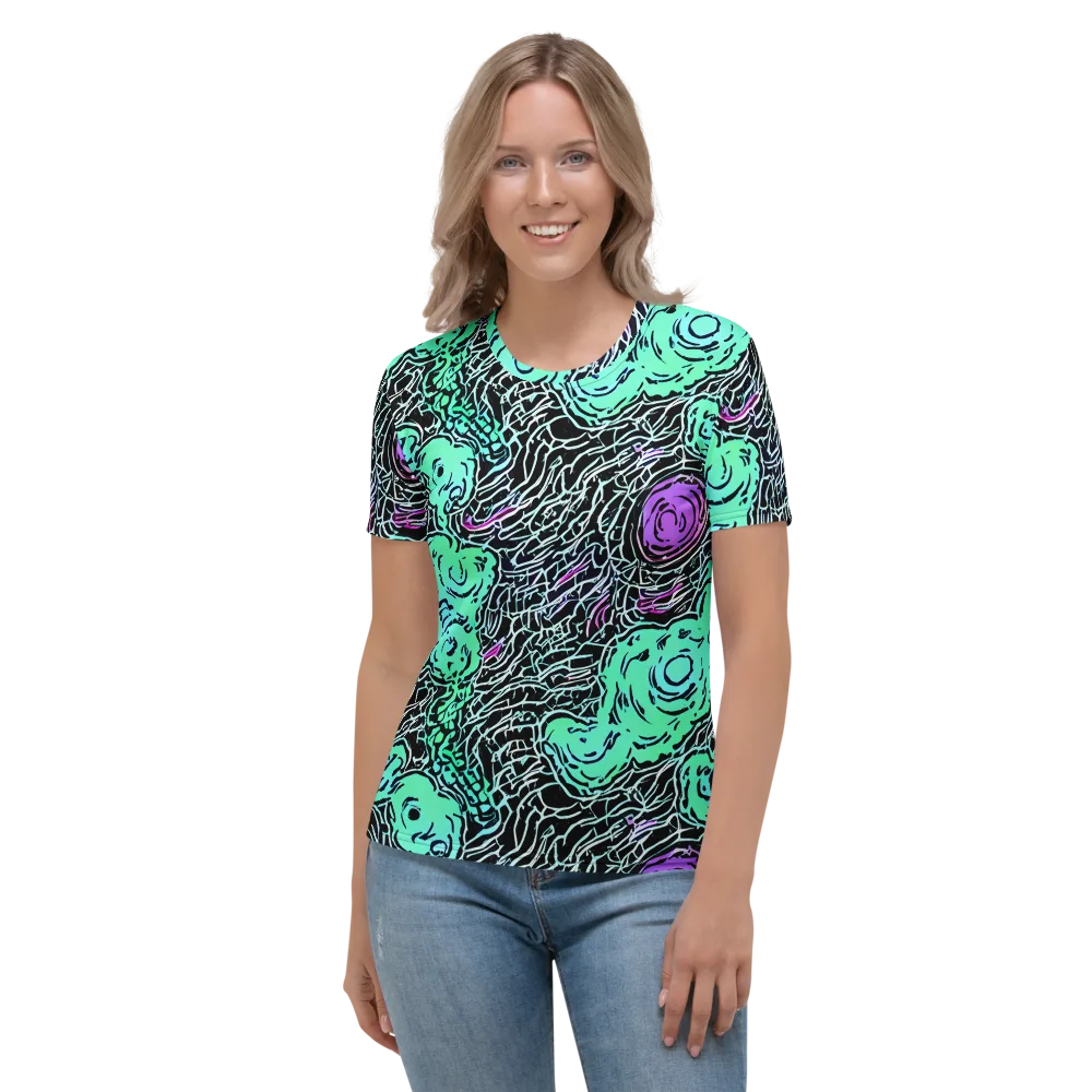 Neon Bloom Static on Women's Crew Neck T-Shirt — Front