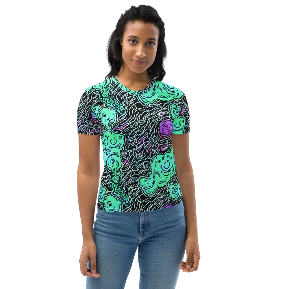 Neon Bloom Static on Women's Crew Neck T-Shirt — Front
