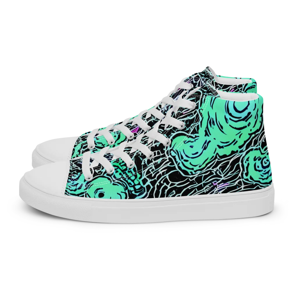 Neon Bloom Static on Women's High Top Canvas Shoes — Left