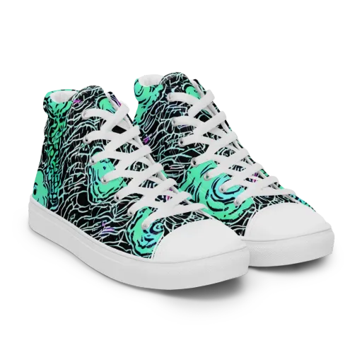 Neon Bloom Static on a Women's High Top Canvas Shoes