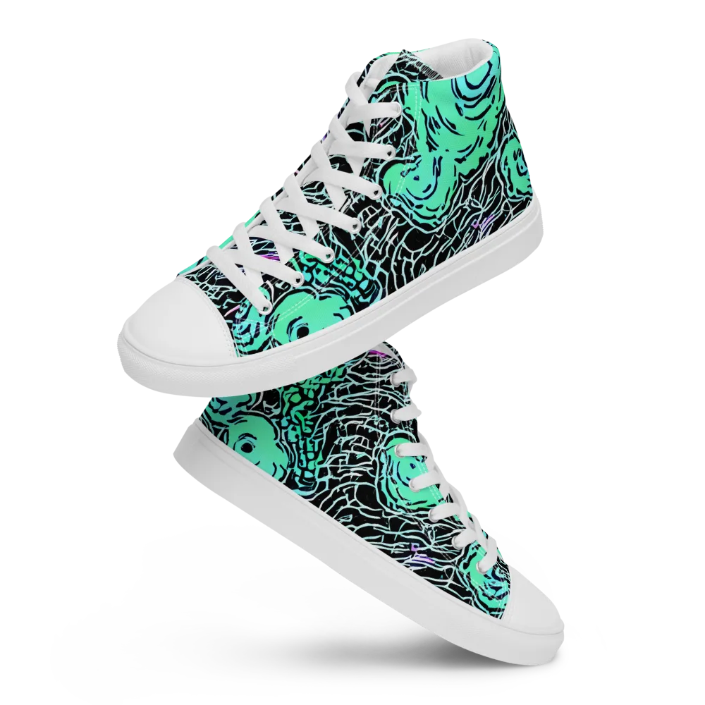 Neon Bloom Static on Women's High Top Canvas Shoes — Front