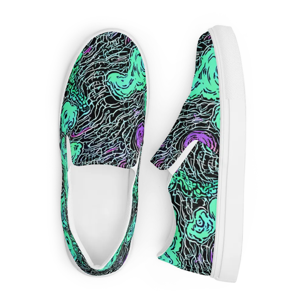 Neon Bloom Static on Men's Slip-On Canvas Shoes — Front