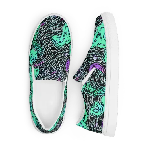Neon Bloom Static on a Men's Slip-On Canvas Shoes