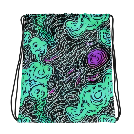 Neon Bloom Static on a Drawstring Bag