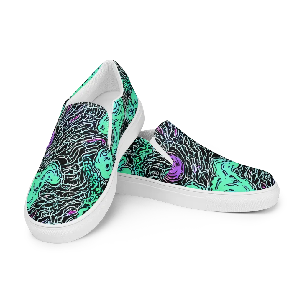 Neon Bloom Static on Women's Slip-On Canvas Shoes — Left Front