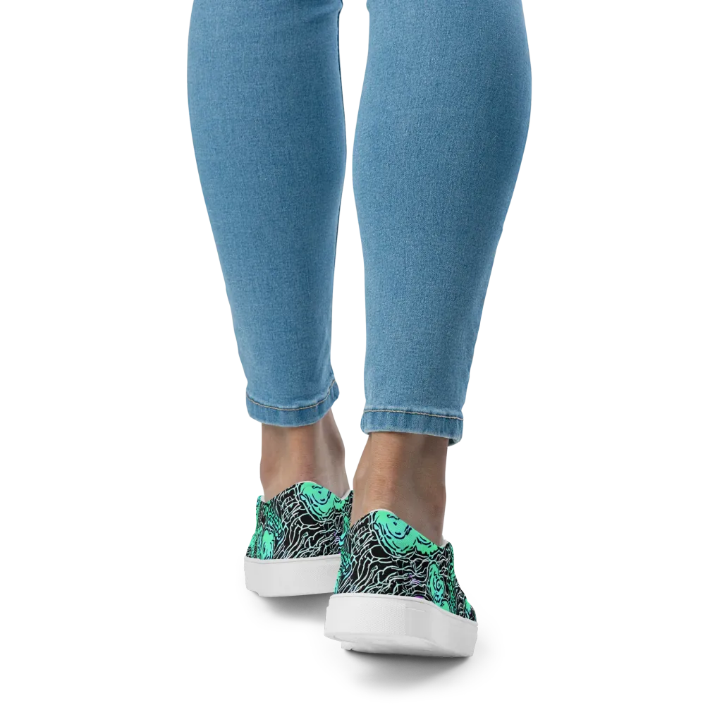 Neon Bloom Static on Women's Slip-On Canvas Shoes — Back