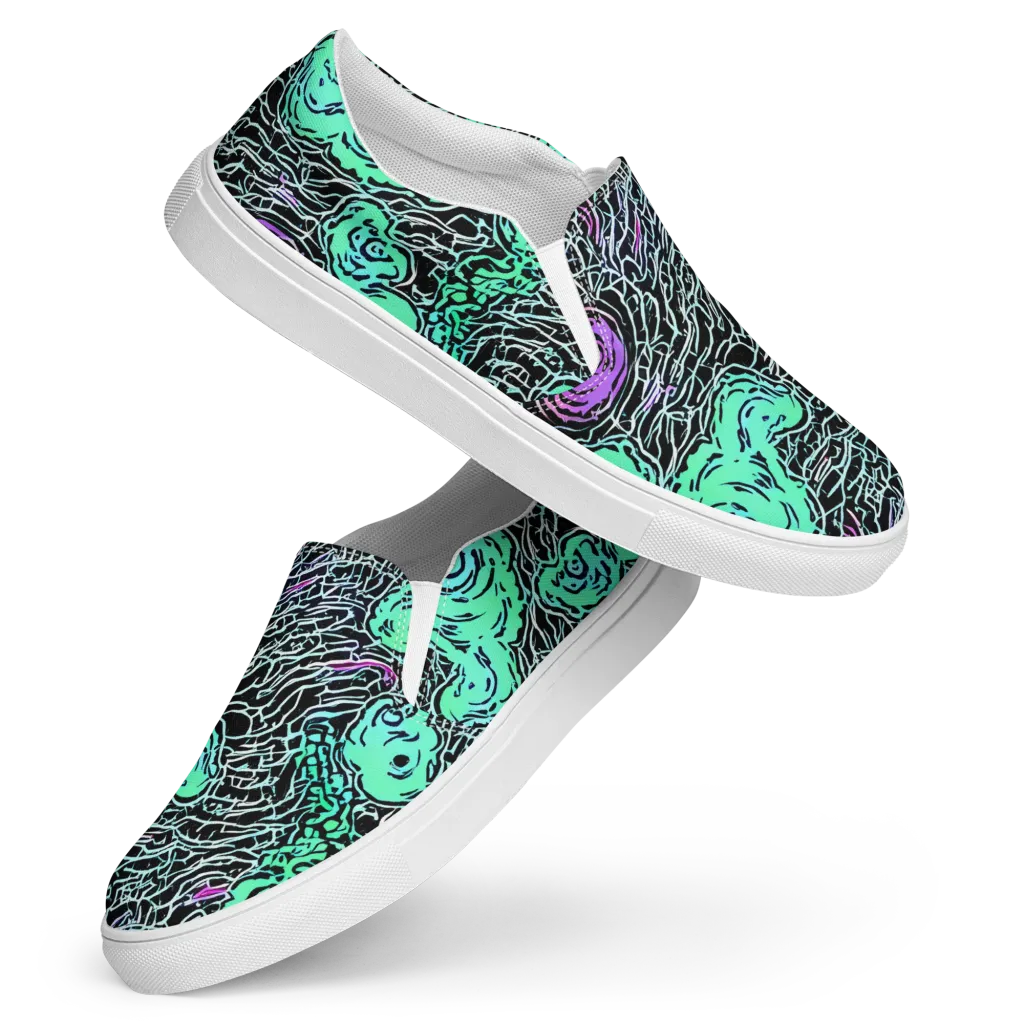 Neon Bloom Static on Women's Slip-On Canvas Shoes — Front