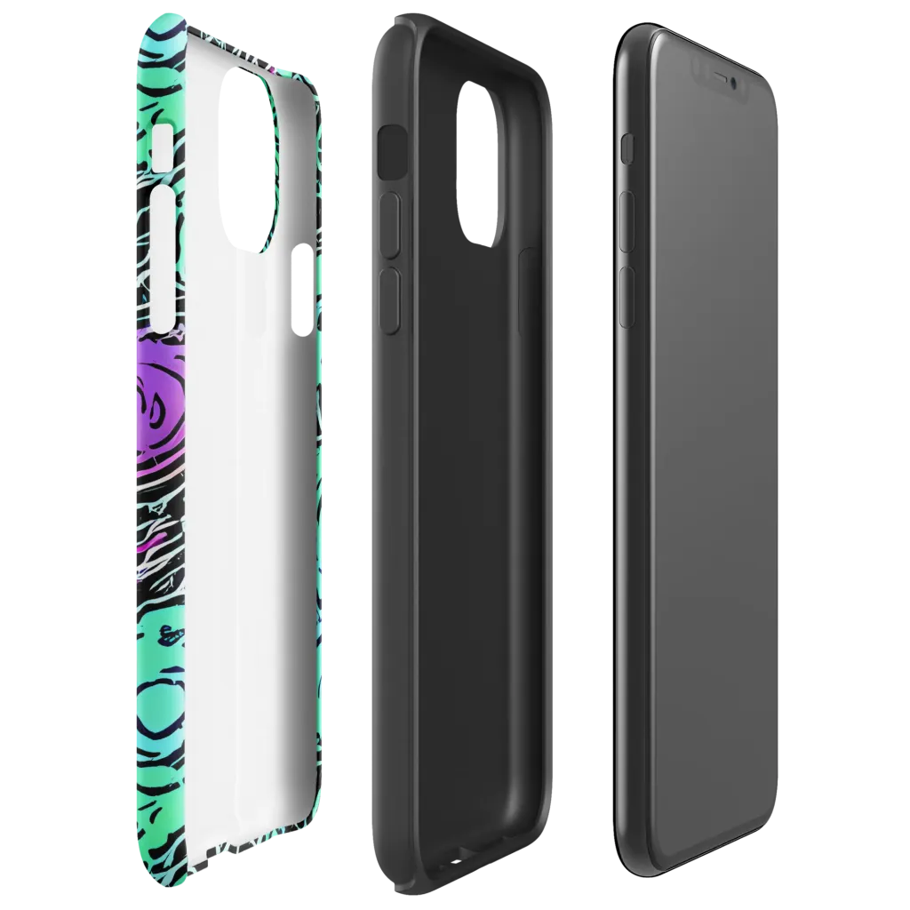 Neon Bloom Static on Tough Case for iPhone® — Right