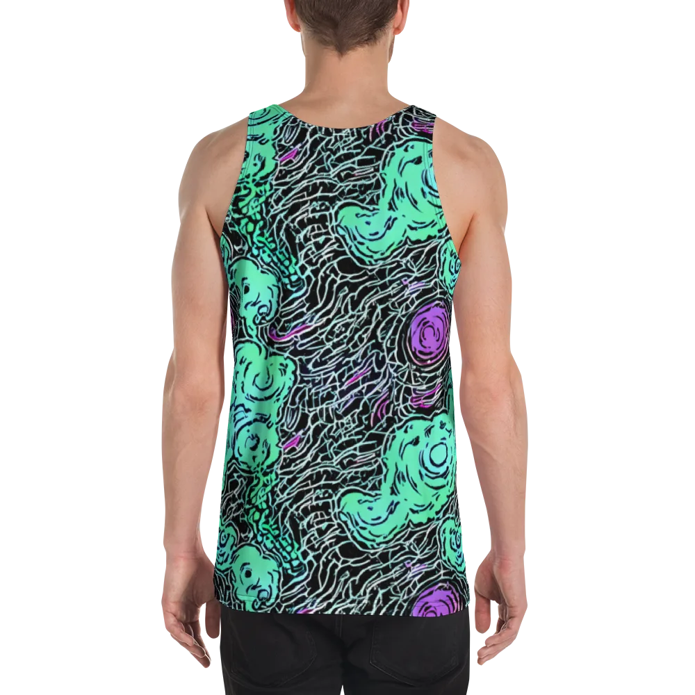 Neon Bloom Static on Men's Tank Top — Back