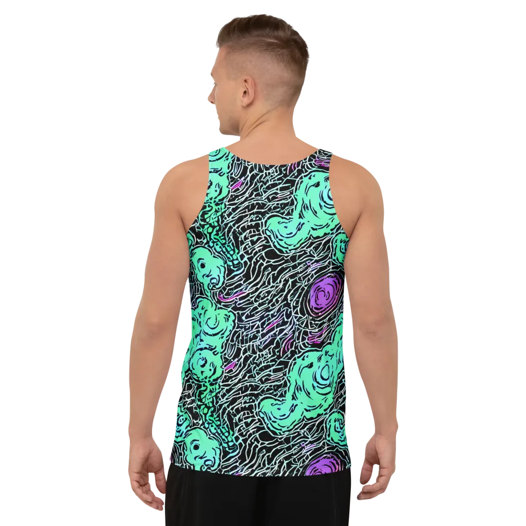 Neon Bloom Static on Men's Tank Top — Back